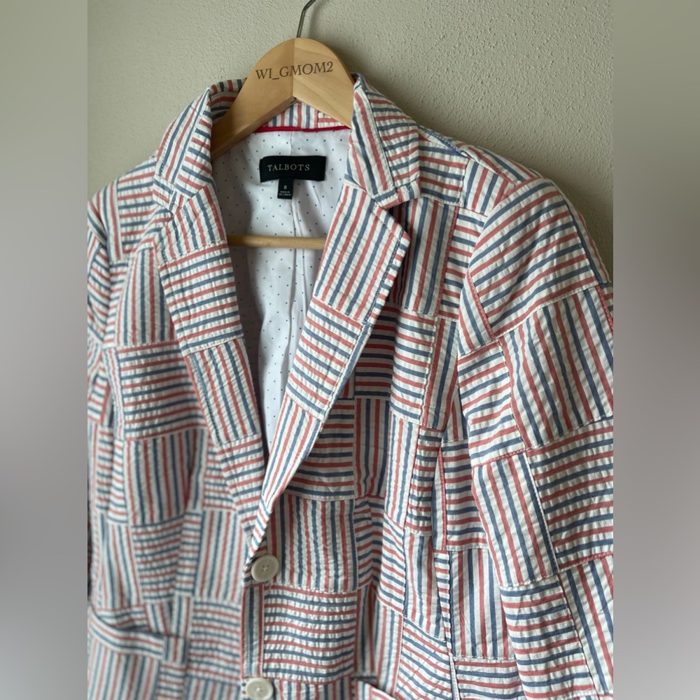 Talbots Patchwork Striped Blazer Jacket Seersucke… - image 3